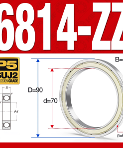Vòng bi - bạc đạn 6814-ZZ  (Phớt kim loại - 70*90*10 mm)