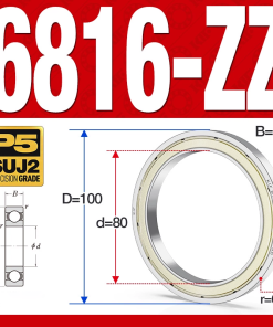 Vòng bi - bạc đạn 6816-ZZ  (Phớt kim loại - 80*100*10 mm)