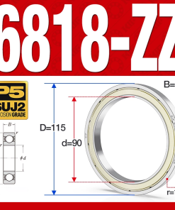 Vòng bi - bạc đạn 6818-ZZ  (Phớt kim loại - 90*115*13 mm)