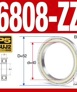 Vòng bi - bạc đạn 6808-ZZ  (Phớt kim loại -  40*52*7 mm)