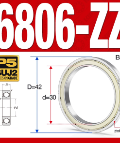 Vòng bi - bạc đạn 6806-ZZ  (Phớt kim loại -  30*42*7 mm)