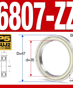 Vòng bi - bạc đạn 6807-ZZ  (Phớt kim loại -  35*47*7 mm)
