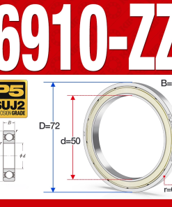 Vòng bi - bạc đạn 6910-ZZ  (Phớt kim loại - 50*72*12 mm)