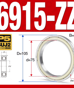 Vòng bi - bạc đạn 6915-ZZ  (Phớt kim loại - 75*105*16 mm)