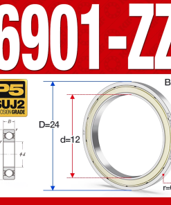 Vòng bi - bạc đạn 6901-ZZ  (Phớt kim loại -  12*24*6 mm)