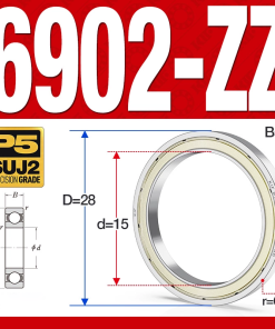 Vòng bi - bạc đạn 6902-ZZ  (Phớt kim loại -  15*28*7 mm)