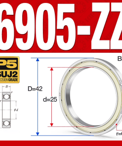Vòng bi - bạc đạn 6905-ZZ  (Phớt kim loại -  25*42*9 mm)