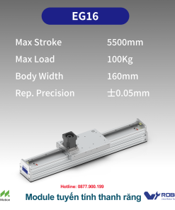 EG16 Module truyền động tuyến tính thanh răng Dòng EG (Loại tiết kiệm, Thanh dẫn hướng tròn tích hợp)
