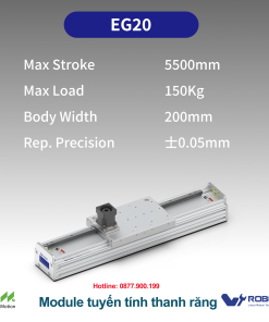 EG20 Module truyền động tuyến tính thanh răng Dòng EG (Loại tiết kiệm, Thanh dẫn hướng tròn tích hợp)