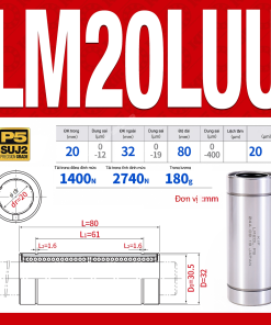 Con trượt tròn thân dài LM20LUU (Bi trượt tròn)