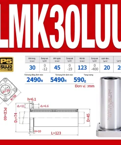 Con trượt tròn mặt bích vuông thân ngắn LMK30UU (Bi trượt tròn)
