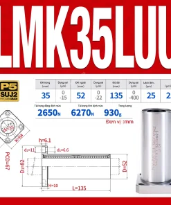 Con trượt tròn mặt bích vuông thân ngắn LMK35UU (Bi trượt tròn)