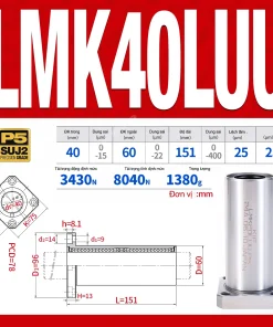Con trượt tròn mặt bích vuông thân ngắn LMK40UU (Bi trượt tròn)