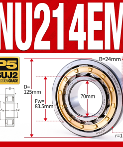 Vòng bi đũa - bạc đạn đũa trụ NU212EM (Trục tự do - lồng cách bi Đồng - kt 60*110*22 mm)