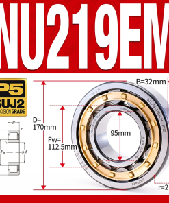 Vòng bi đũa - bạc đạn đũa trụ NU217EM (Trục tự do - lồng cách bi Đồng - kt 85*150*28 mm)