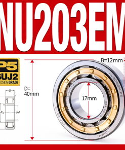 Vòng bi đũa - bạc đạn đũa trụ NU203EM (Trục tự do - lồng cách bi Đồng - kt 7*40*12 mm)