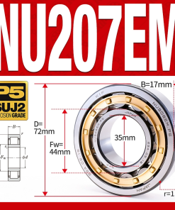 Vòng bi đũa - bạc đạn đũa trụ NU206EM (Trục tự do - lồng cách bi Đồng - kt 30*62*16 mm)