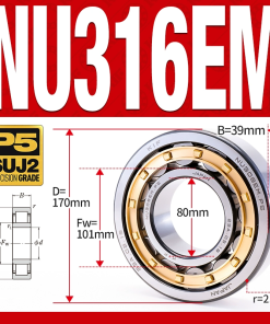 Vòng bi đũa - bạc đạn đũa trụ NU316EM (Trục tự do - lồng cách bi Đồng - kt 80*170*39 mm)