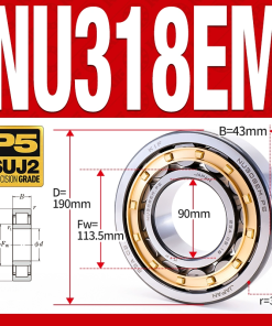 Vòng bi đũa - bạc đạn đũa trụ NU318EM (Trục tự do - lồng cách bi Đồng - kt 90*190*43 mm)