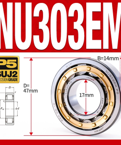 Vòng bi đũa - bạc đạn đũa trụ NU303EM (Trục tự do - lồng cách bi Đồng - kt 7*47*14 mm)