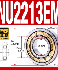 Vòng bi đũa - bạc đạn đũa trụ NU2213EM (Trục tự do - lồng cách bi Đồng - kt 65*120*31 mm)