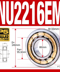 Vòng bi đũa - bạc đạn đũa trụ NU2214EM (Trục tự do - lồng cách bi Đồng - kt 70*125*31 mm)