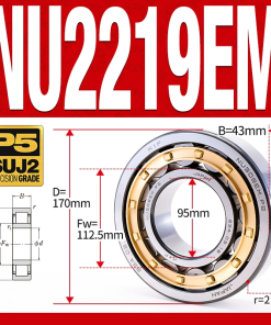 Vòng bi đũa - bạc đạn đũa trụ NU2219EM (Trục tự do - lồng cách bi Đồng - kt 95*170*43 mm)