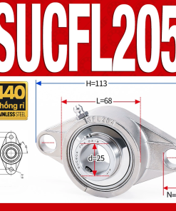 Gối đỡ vòng bi SUCFL205 (Inox 440C - Đường kính trong 25 mm)