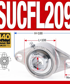 Gối đỡ vòng bi SUCFL209 (Inox 440C - Đường kính trong 45 mm)