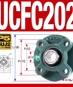 Gối đỡ vòng bi UCFC202 (Tiêu chuẩn - Đường kính trong 15 mm)