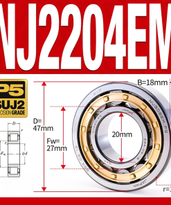 Vòng bi đũa - bạc đạn đũa trụ NU2205EM (Trục tự do - lồng cách bi Đồng - kt 25*52*18 mm)