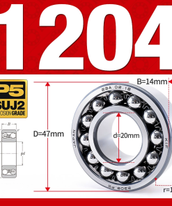 Vòng bi - bạc đạn tự lựa 1204 (Bi cầu - 2 dãy - 20*47*14 mm)