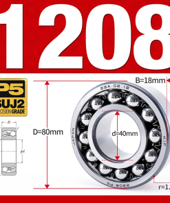 Vòng bi - bạc đạn tự lựa 1208 (Bi cầu - 2 dãy - 40*80*18 mm)