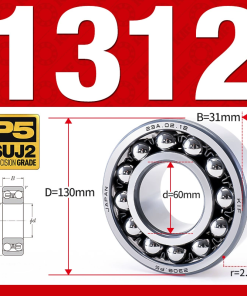 Vòng bi - bạc đạn tự lựa 1312K (Lỗ côn - 60*130*31 mm)