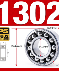 Vòng bi - bạc đạn tự lựa 1302 (Bi cầu - 2 dãy - 15*42*13 mm)