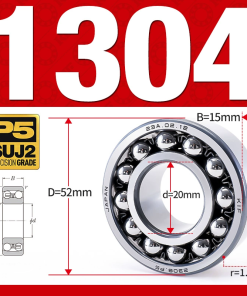 Vòng bi - bạc đạn tự lựa 1304 (Bi cầu - 2 dãy - 20*52*15 mm)