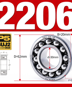 Vòng bi - bạc đạn tự lựa 2206 (Bi cầu - 2 dãy - 30*62*20 mm)