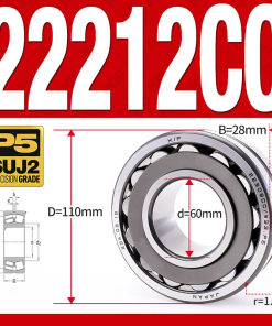 Vòng bi cà na tự lựa 2 dãy - bạc đạn cà na 22212CC/W33 (Có rãnh bôi trơn - lồng cách bi Thép - kt 60*110*28 mm)