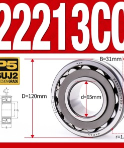 Vòng bi cà na tự lựa 2 dãy - bạc đạn cà na 22213CC/W33 (Có rãnh bôi trơn - lồng cách bi Thép - kt 65*120*31 mm)