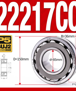 Vòng bi cà na tự lựa 2 dãy - bạc đạn cà na 22217CC/W33 (Có rãnh bôi trơn - lồng cách bi Thép - kt 85*150*36 mm)