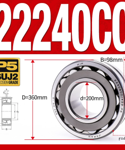 Vòng bi cà na tự lựa 2 dãy - bạc đạn cà na 22240CC/W33 (Có rãnh bôi trơn - lồng cách bi Thép - kt 200*360*98 mm)