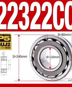 Vòng bi cà na tự lựa 2 dãy - bạc đạn cà na 22322CC/W33 (Có rãnh bôi trơn - lồng cách bi Thép - kt 110*240*80 mm)