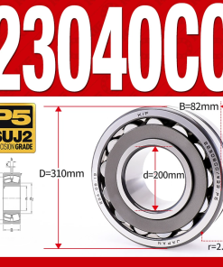 Vòng bi cà na tự lựa 2 dãy - bạc đạn cà na 23040CC/W33 (Có rãnh bôi trơn - lồng cách bi Thép - kt 200*310*82 mm)