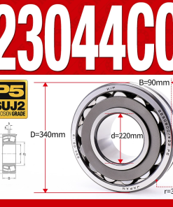 Vòng bi cà na tự lựa 2 dãy - bạc đạn cà na 23044CC/W33 (Có rãnh bôi trơn - lồng cách bi Thép - kt 220*340*90 mm)