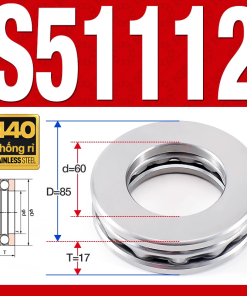 Vòng bi - bạc đạn S51112 (Chặn trục - Inox440C - 60*85*17 mm)