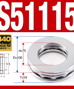 Vòng bi - bạc đạn S51115 (Chặn trục - Inox440C - 75*100*19 mm)