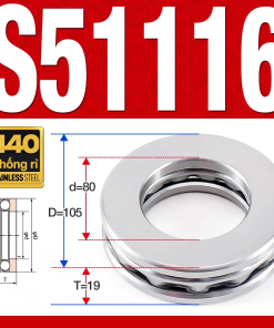 Vòng bi - bạc đạn S51116 (Chặn trục - Inox440C - 80*105*19 mm)