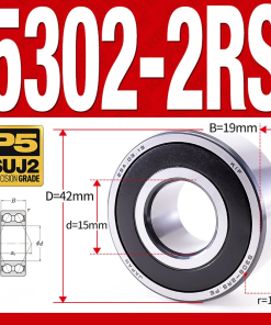 Vòng bi - bạc đạn 5302-2RS  (Phớt cao su - 15*42*19 mm)