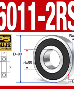 Vòng bi - bạc đạn 6011-2RS  (Phớt cao su - 55*90*18 mm)