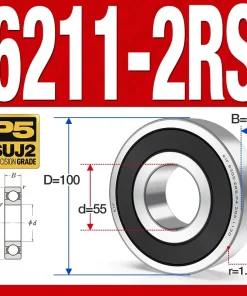 Vòng bi - bạc đạn 6211-2RS (Phớt kim loại - 55*100*21 mm)